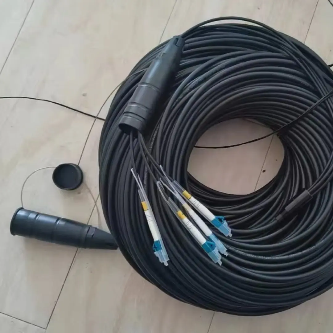 Cable de conexión blindado 4C, 150m-300m, 4 núcleos, TPU LSZH 200m SM, puente de fibra óptica impermeable para exteriores, 4 fibras monomodo FTTHELINK