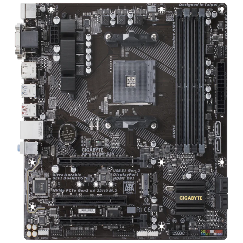 GIGABYTE GA-AB350M-D3H (AM4/ B350/ CrossFire de 2 vías/ HDMI/ DP/ M.2/ SATA/ USB 3.1 tipo A/ Micro ATX/ DDR4/placa base) - imagen 3