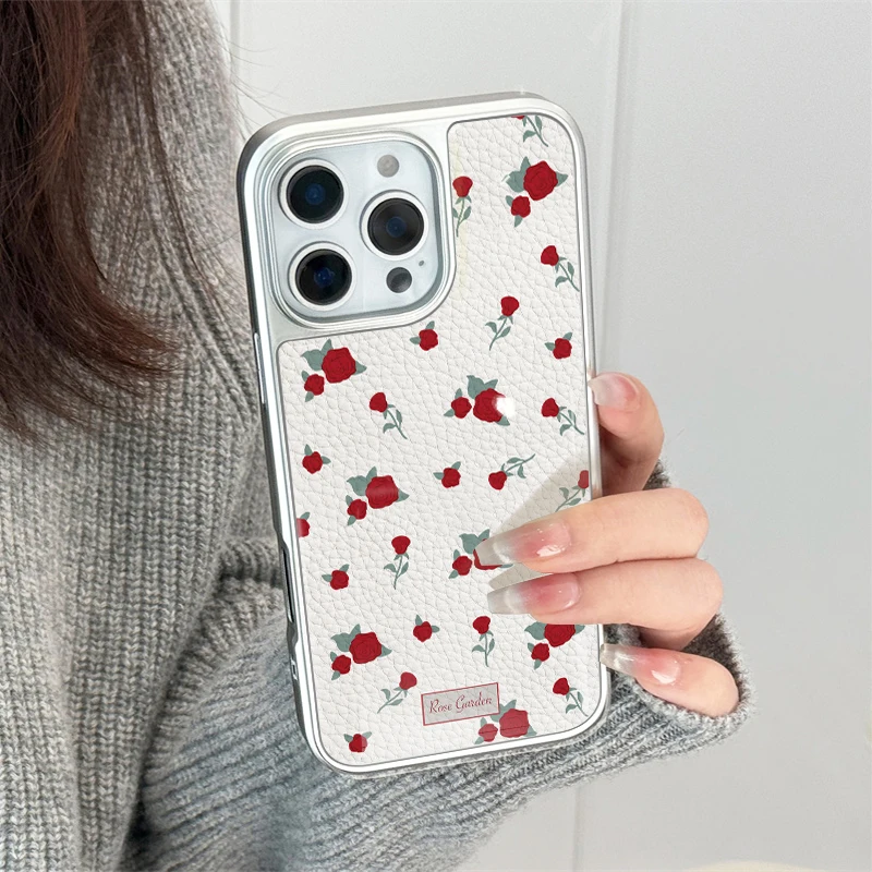 Una pantalla llena de rosas funda de teléfono para iPhone11/12/13/14/15/16/17 Pro Max AIR PLUS funda de teléfono epoxi textura de cuero TPU - imagen 5