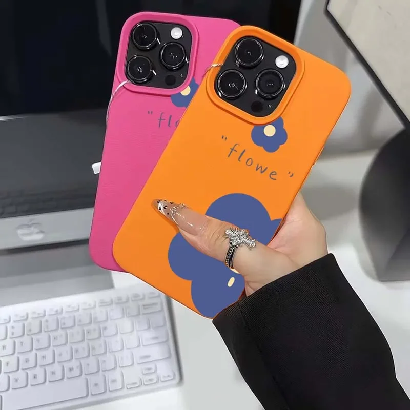 Funda de teléfono con patrón de lichi de flor azul para iPhone 16e, fundas para iPhone 16 Pro Max 15 14 13 12 11 XS X XR 16 Plus, funda de TPU a prueba de golpes - imagen 2