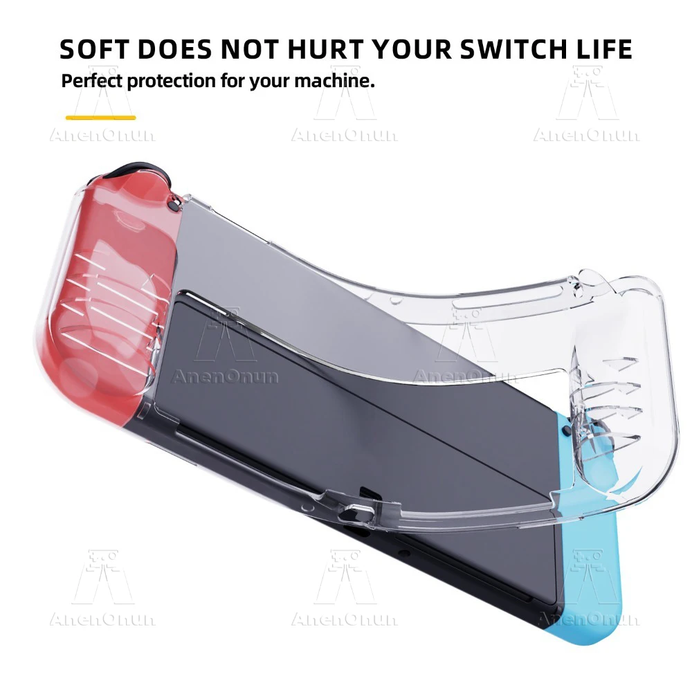Funda protectora transparente de TPU para interruptor OLED, cubierta semienvoltura a prueba de golpes, antiarañazos, antideslizante, duradera, carcasa suave ultraclara - imagen 3