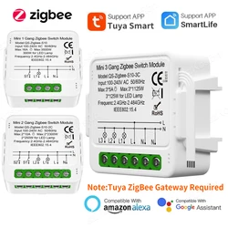 Interruptor Inteligente ZigBee Tuya – 1/2/3 Vías con Cable Neutro y Control Voz