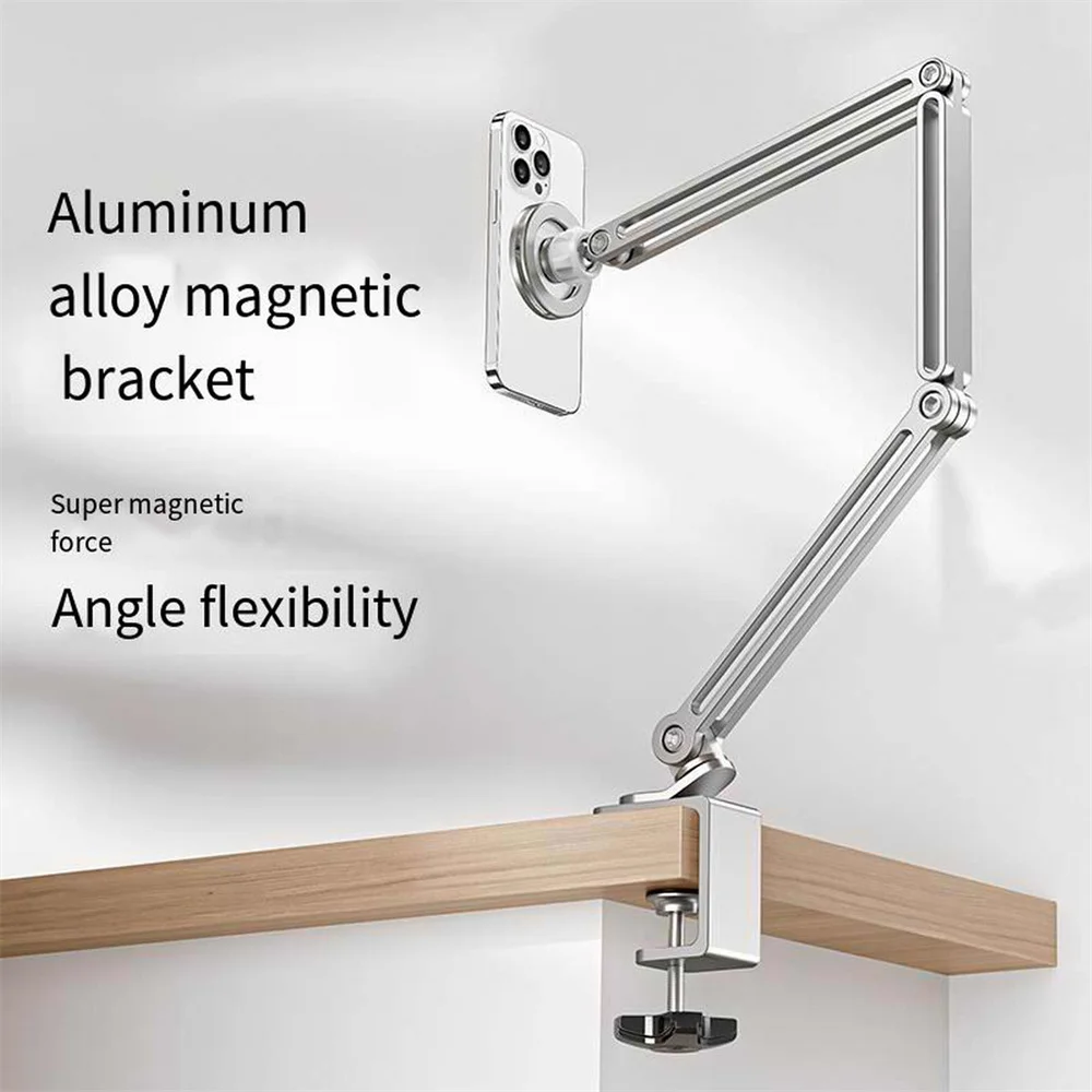 Soporte magnético de escritorio para teléfono móvil, brazo largo de Metal ajustable para tableta, Magsafe, Iphone, iPad, Xiaomi, novedad