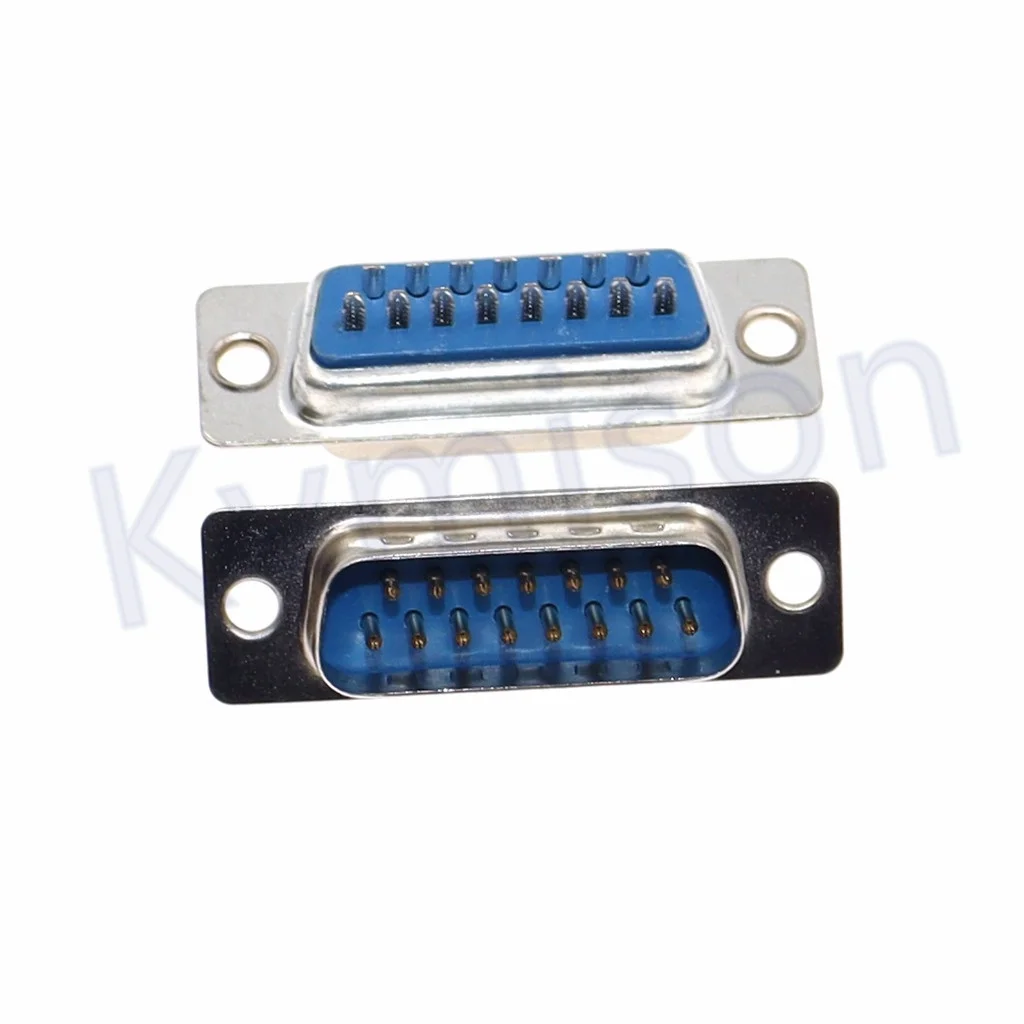 10 Uds RS232 DB15 15 pines hembra/macho 2 filas tipo soldadura enchufe D-SUB conector de enchufe macho cubierta de carcasa de montaje de plástico - imagen 4