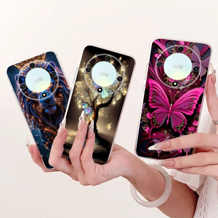 Para Honor Magic 6 Lite funda ALI-NX3 funda pintada de lujo funda de teléfono de silicona transparente para Honor X9b HonorX9b Magic6 Lite carcasa suave - imagen 3