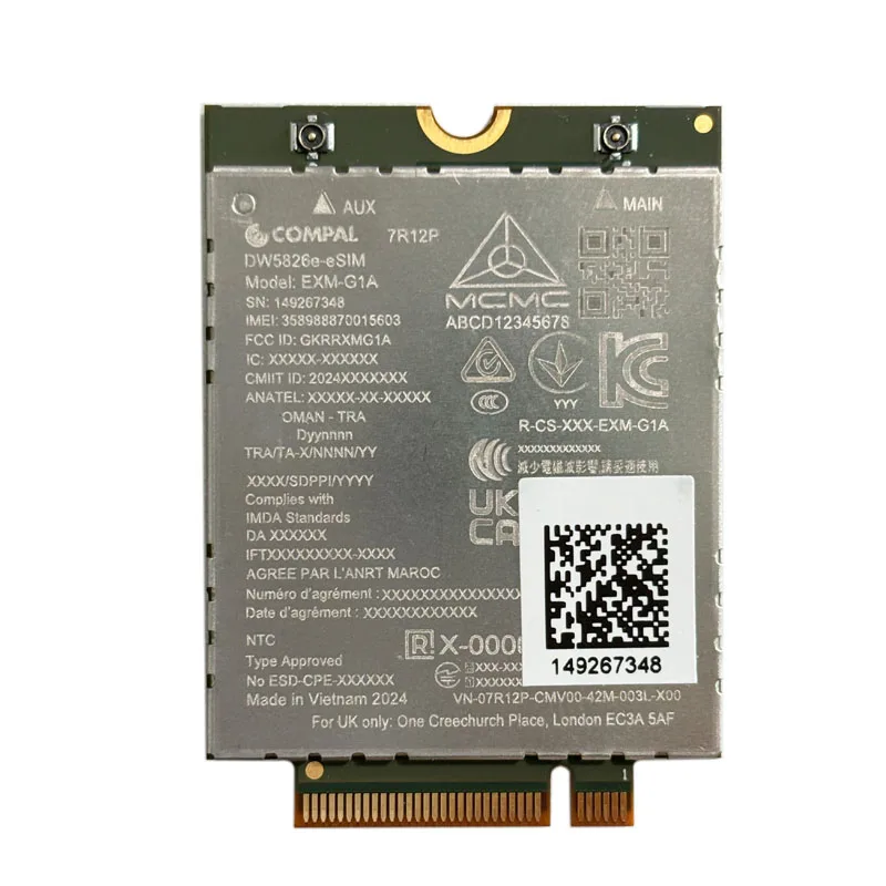 EXM-G1A DW5826e LTE FDD 4G Módulo Cat12 600Mbps M.2 4G Tarjeta para computadora portátil - imagen 2