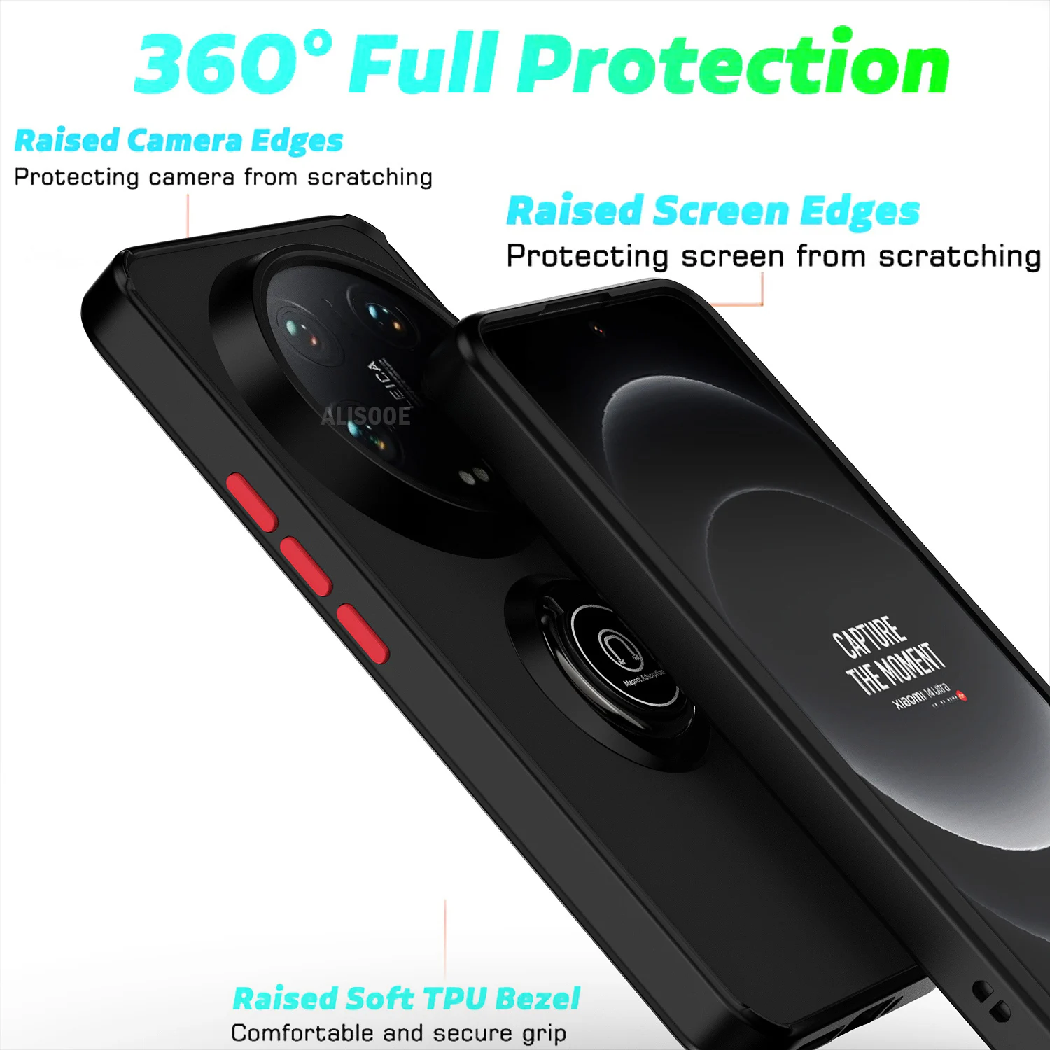 Funda con soporte para Xiaomi 15 Ultra 14 Pro, Funda con anillo de armadura, Funda translúcida para PC para Xiaomi 14, Funda protectora Ultra completa - imagen 5