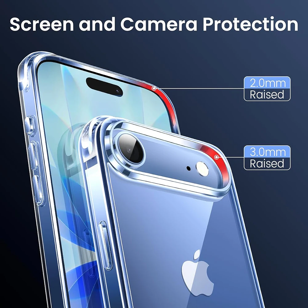Funda protectora transparente antiamarillado para iPhone Air 17 Pro Max 16 Plus 15 iPhoneair, accesorios de cubierta de teléfono con parachoques a prueba de golpes - imagen 4