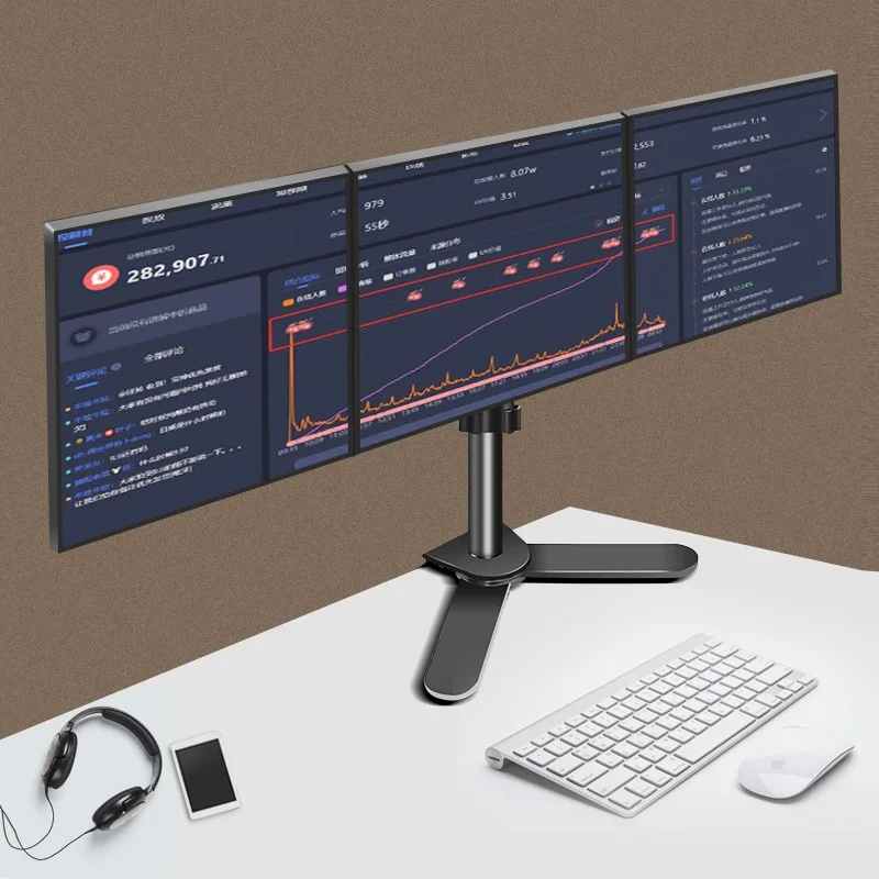 HILLPORT 24 "27" 30 "soporte de escritorio para Monitor brazo de montaje 3 soporte de pantalla 17 ~ 32 pulgadas Base grande inclinable y giratoria con VESA XJT91 - imagen 5