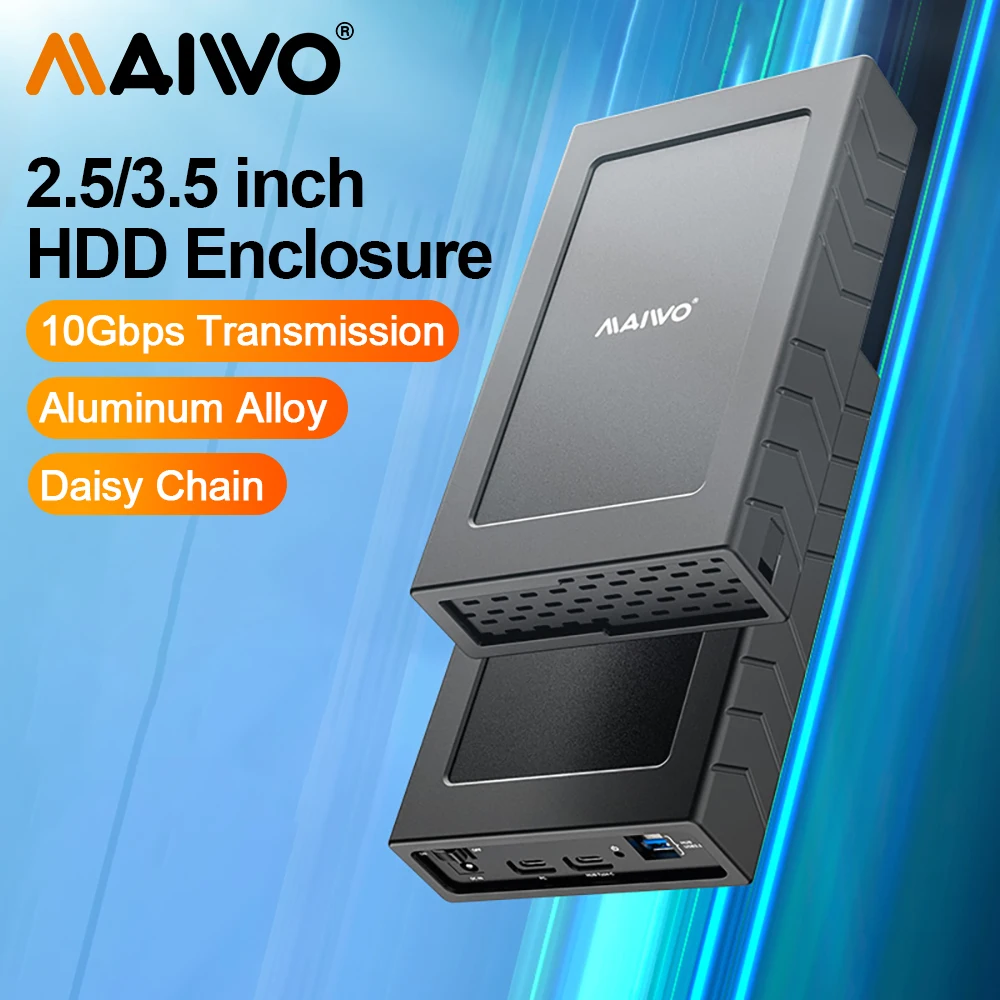 MAIWO-carcasa de disco duro SATA a USB 2,5, caja de HDD de 3,5 "/3,0" para SSD, USB C 3,1, carcasa de disco duro externo HD