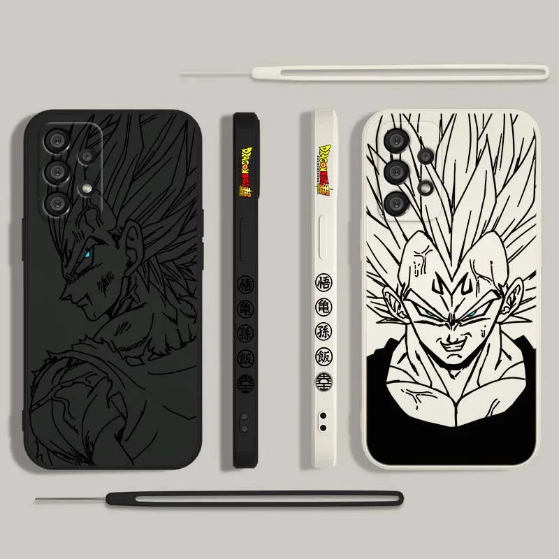 D-Dragon Ball Cool Vegeta Anime para Samsung Galaxy A71 A55 A54 A53 A51 A16 A15 A06 5G cubierta de la caja del teléfono de la cuerda izquierda líquida - imagen 2