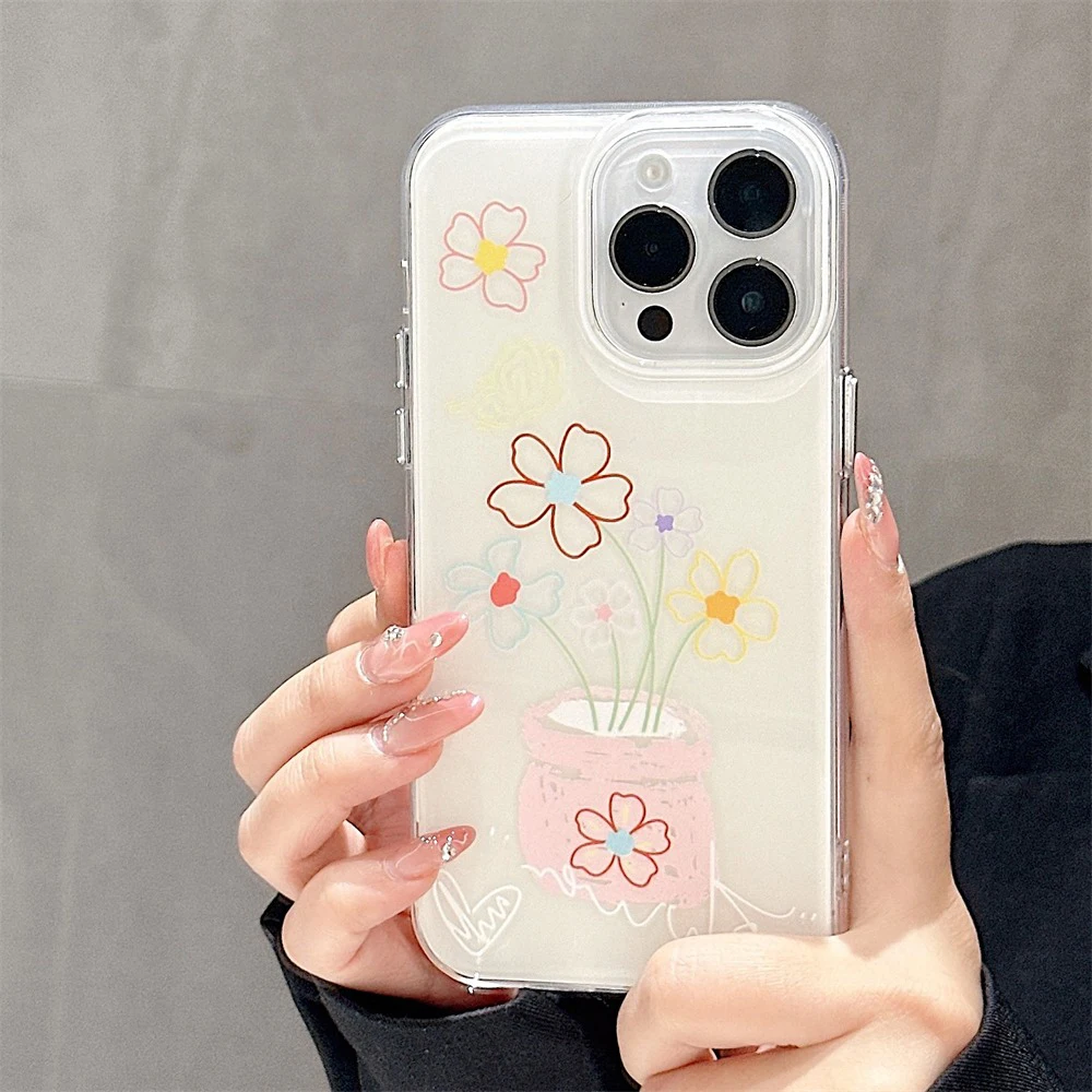 Funda de teléfono IMD de lujo a prueba de golpes para iPhone 11 Funda iPhone 13 15 14 16 Pro Max 12 13promax 14promax Funda de flores de plástico duro - imagen 4