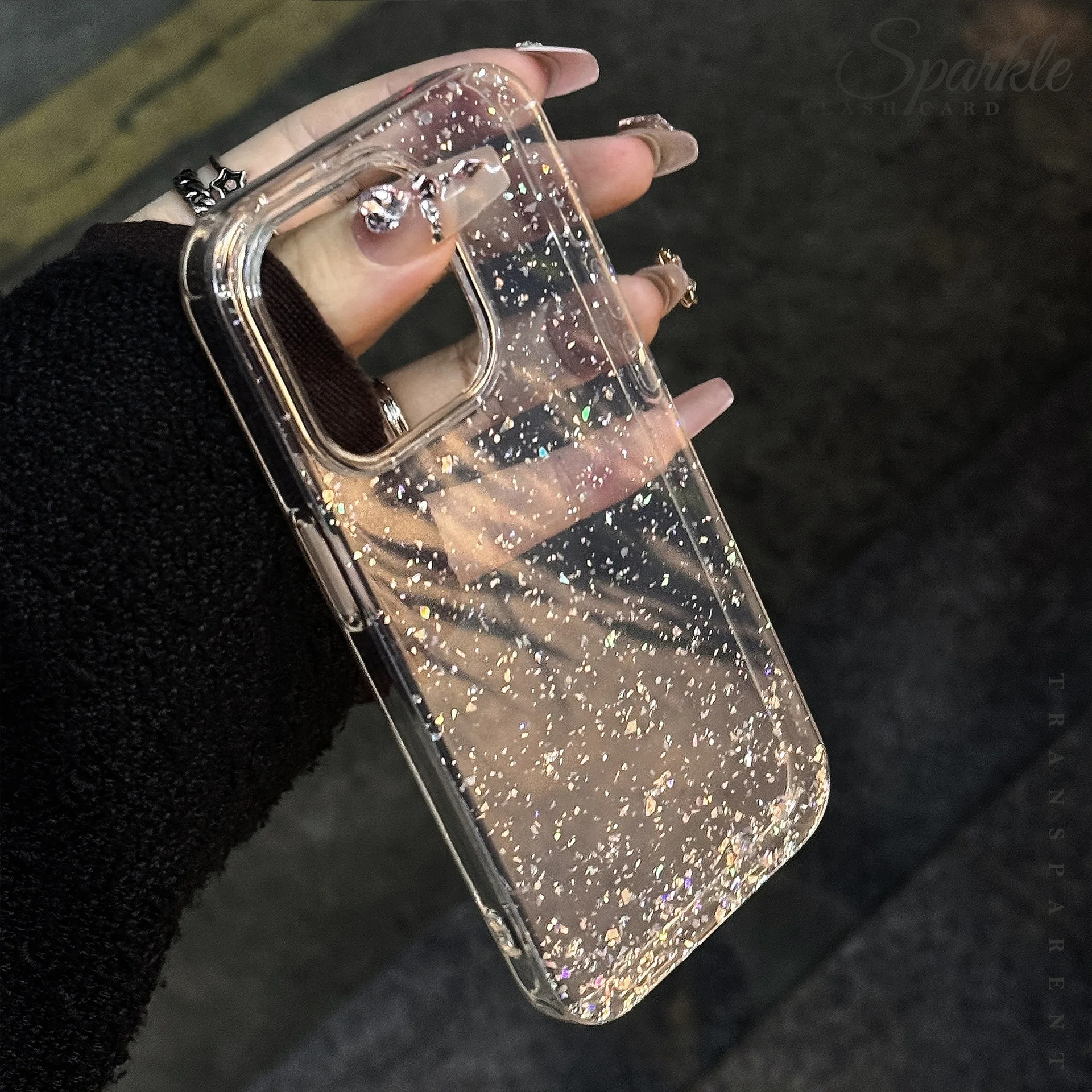 Funda de teléfono con purpurina transparente para iPhone 16 Pro Max 15 14 13 12 11 X Xs XR, funda transparente brillante bonita