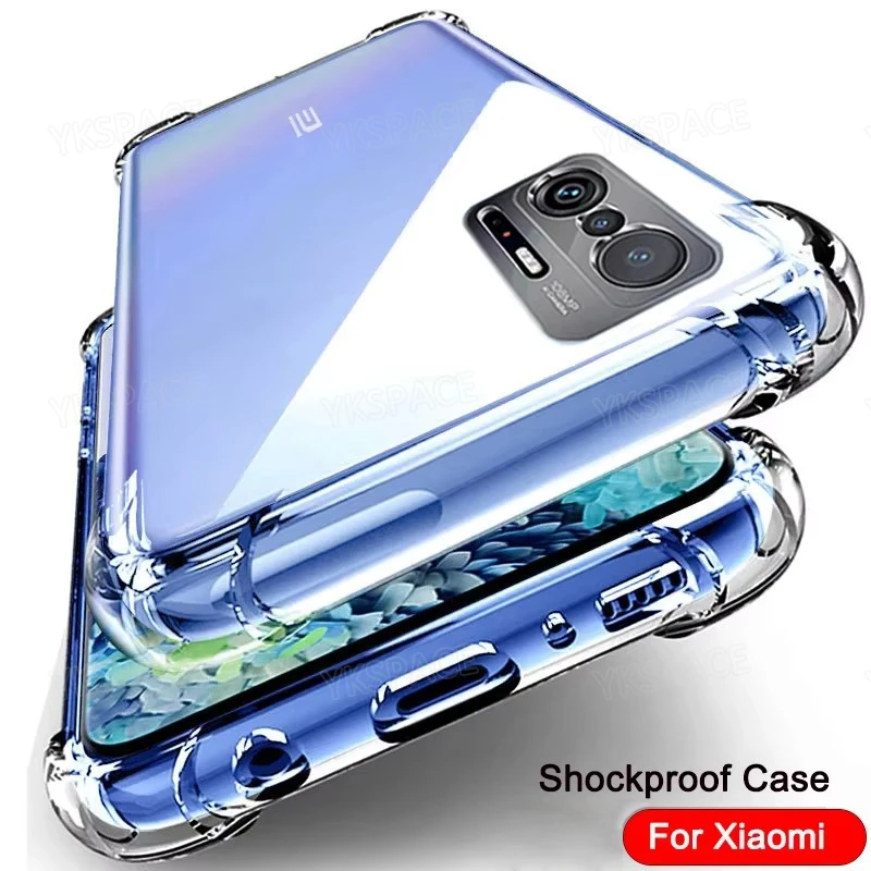 Funda de silicona transparente a prueba de golpes de 4 esquinas para Xiaomi Mi 13 13T 12 12T 12X 11 11i 11T 10T 10S 10 Lite Pro funda de teléfono Ultra suave