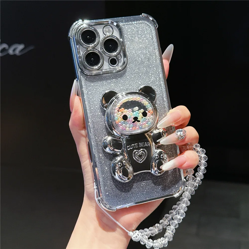 Funda con soporte de teléfono con pulsera de cristal para Samsung A51 A31 A21S A50 A20 A30 A10S A70 A71 A11, funda con soporte a prueba de golpes con purpurina - imagen 5