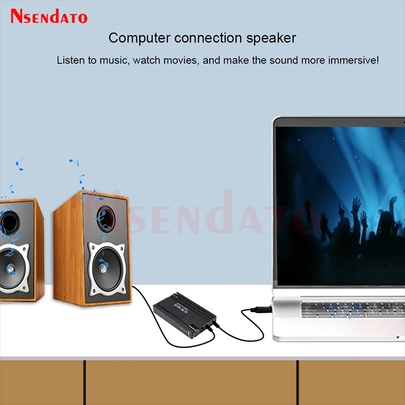 Amplificador de Audio de graves Hifi, auriculares con BT 5,0, 3,5mm, Aux, para teléfono, PC, reproductor de música AMP con Control de volumen, 16-600Ω - imagen 5