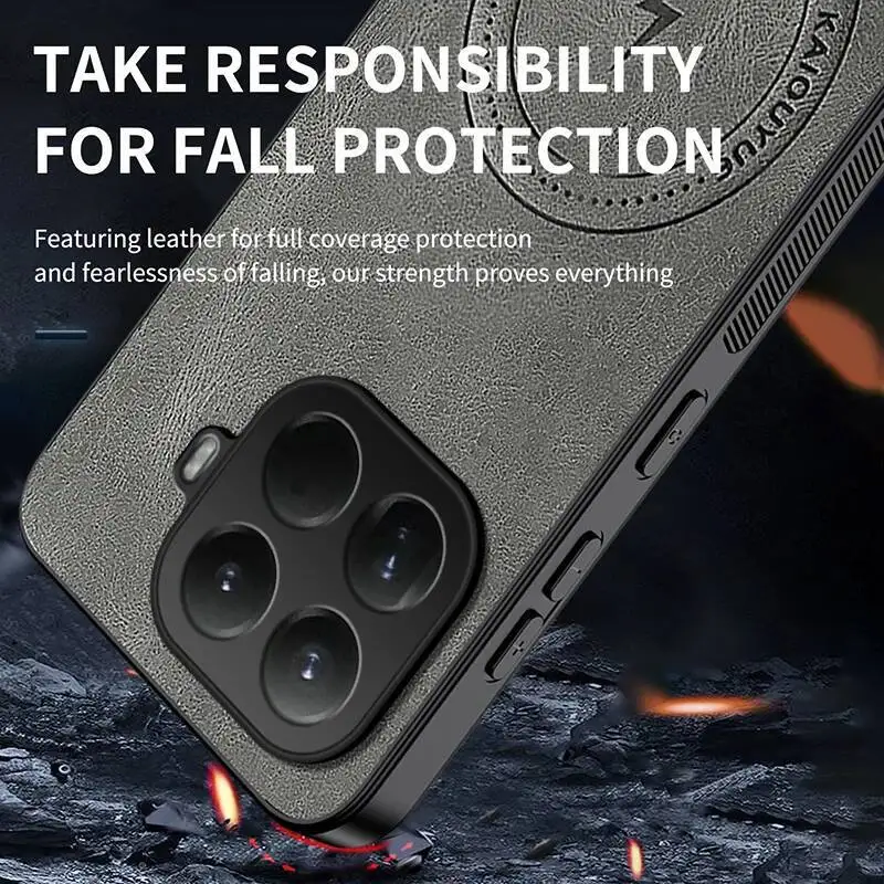 Para Xiaomi 15T Pro para Magsafe Funda de teléfono de cuero para Xiaomi Mi 15T 17 Pro Max protección de lente de cámara cubierta de parachoques mate - imagen 5