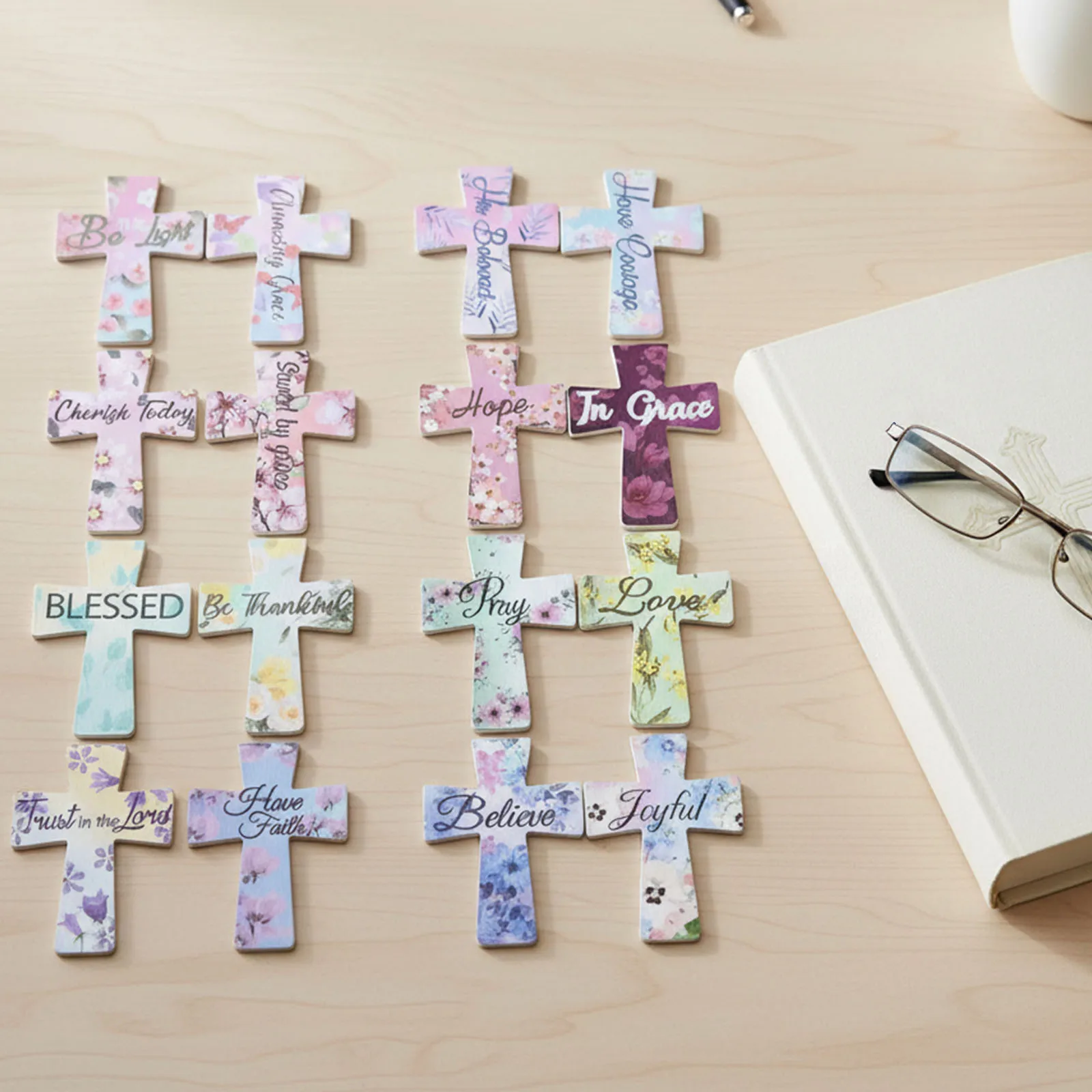 12 piezas de marcadores cruzados magnéticos, bonitos marcadores cruzados magnéticos con citas inspiradoras, imanes de libros, marcadores de página, Clip - imagen 2