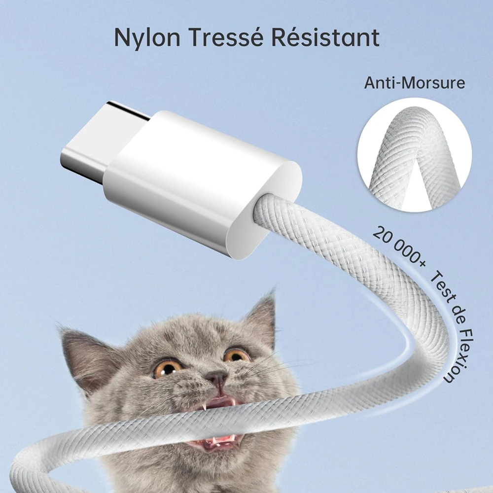 Cargador PD rápido USB C UE de 35W para iPhone 17 16 Pro Max 15 Plus Air Samsung Xiaomi tipo C a tipo C Cable trenzado de carga rápida - imagen 5