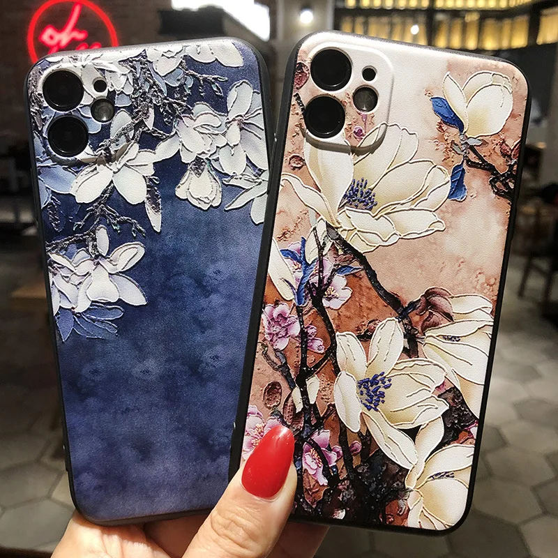 Para Honor X8c X8B X6B 4G funda X5B Plus x6A X8A X8 5G 4G parachoques de silicona suave 3D flores en relieve fundas de teléfono para Honor X8C - imagen 2