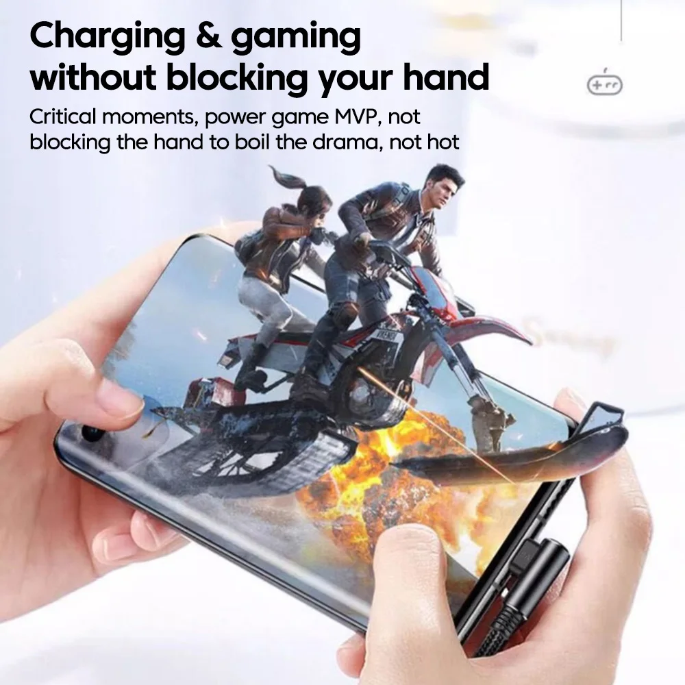 eloguh 120W 6A 90 °   Cable USB tipo C de codo para juegos, Cable USB C recto de carga rápida para Cable de datos Huawei Honor vivo - imagen 2