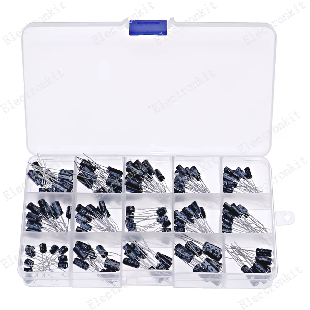 Condensadores electrolíticos, kit mixto de 15 valores, 10v-50v, 200 unidades