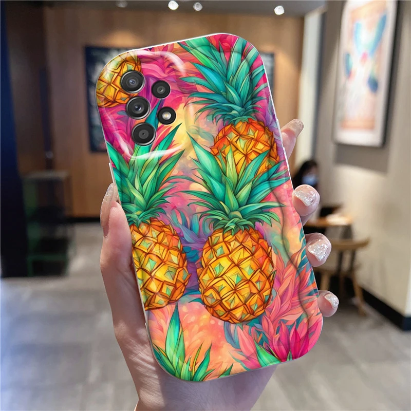 Arte de piña de flor de fruta para Samsung A55 A54 A53 A52 A35 A34 A33 A32 A25 A24 A23 A22 A21S A15 A13 A14 5G Wave Oil Back - imagen 2