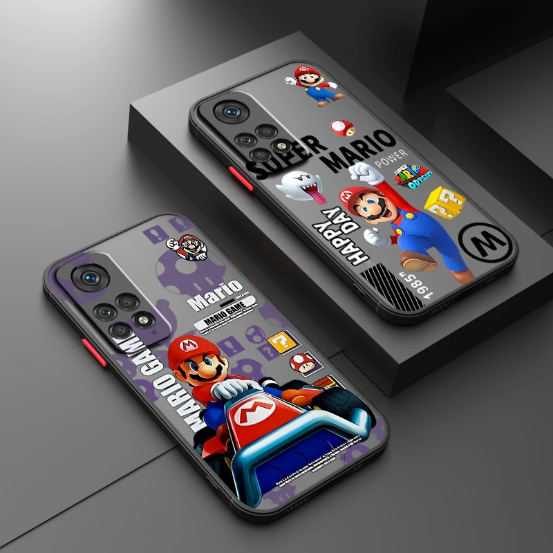 Funda trasera para teléfono móvil, carcasa translúcida esmerilada para Redmi Note 13R, 13, 12, 12S, 12T, 11, 11T, 11E, 10 Pro Plus, 5G, m-mario Brave Game - imagen 2