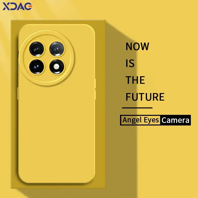 Funda de teléfono de silicona líquida cuadrada con ojos de ángel para OnePlus 11 11R, funda protectora suave para cámara a prueba de golpes, bolsas de moda OnePlus 11 R