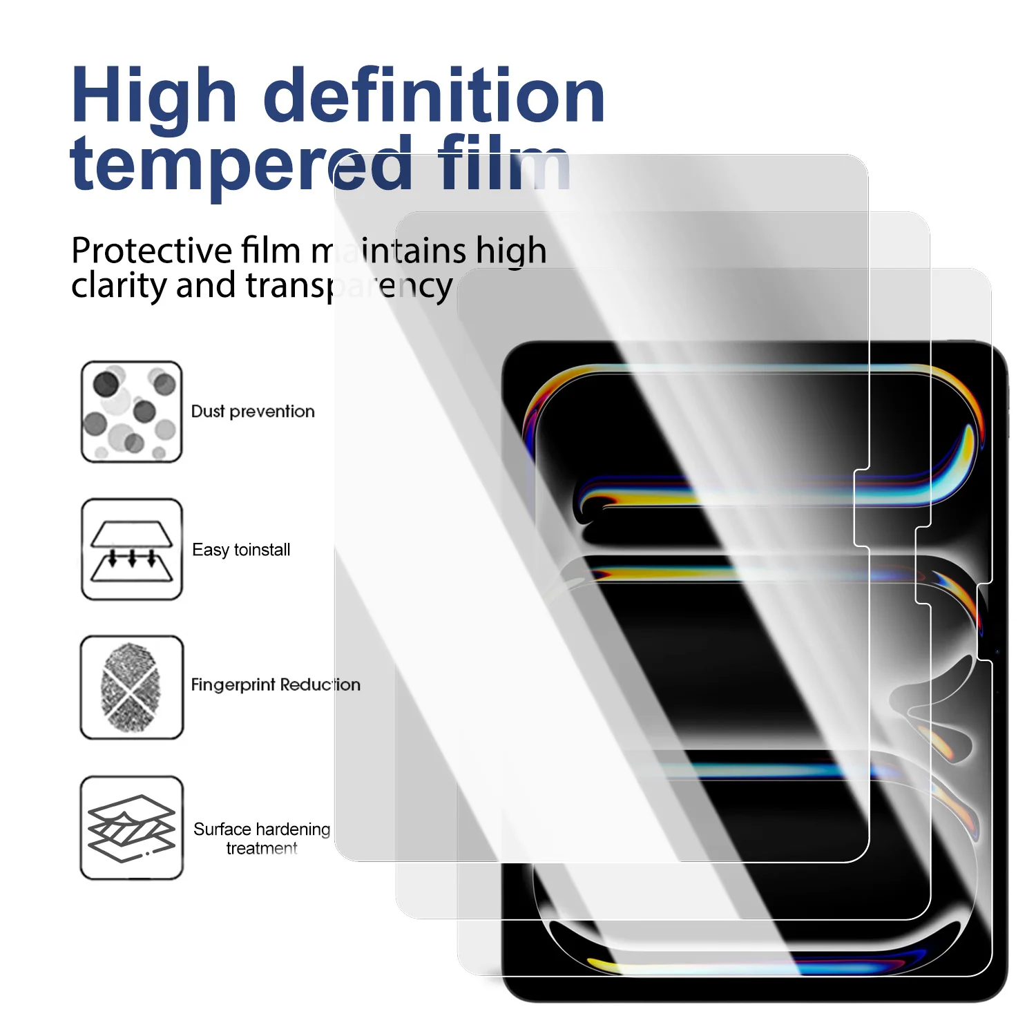 Protector de pantalla de vidrio templado de fácil instalación sin polvo para Apple iPad Pro 2025 películas protectoras de vidrio Ultra-HD de 11/13 pulgadas - imagen 3