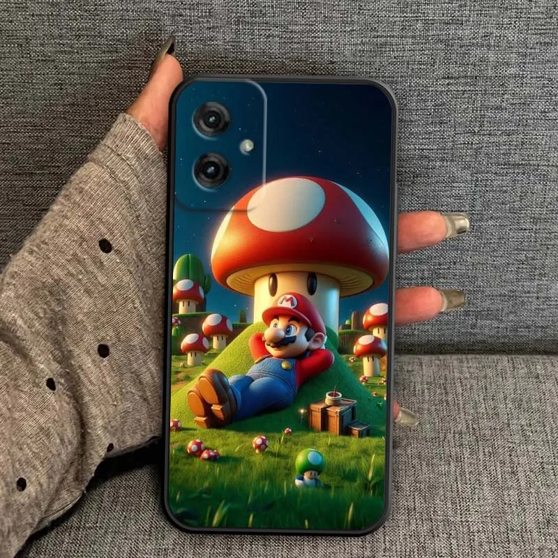 M-Marios funda de teléfono de dibujos animados de arte Popular para Motorola G85 Edge 50 G24 G35 G14 G04 40 G72 G34 G31 G Stylus G54 G13 G32 5G negro - imagen 3