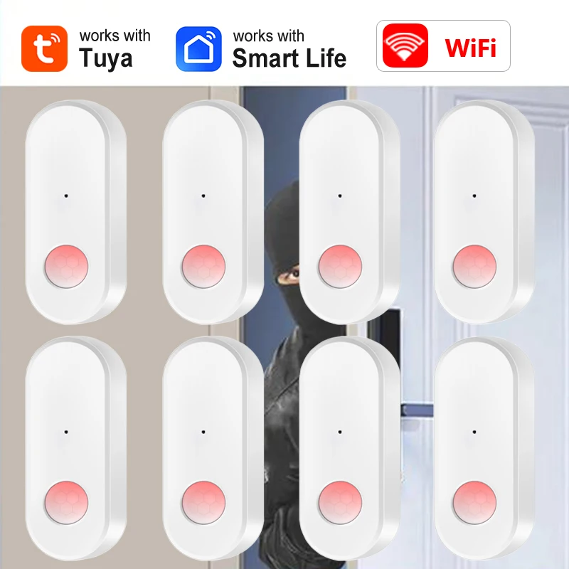 Tuya-Sensor infrarrojo PIR WiFi, Detector de movimiento humano, dispositivos antirrobo de seguridad para el hogar, aplicación Smart Life, funciona con Alexa y Google Home