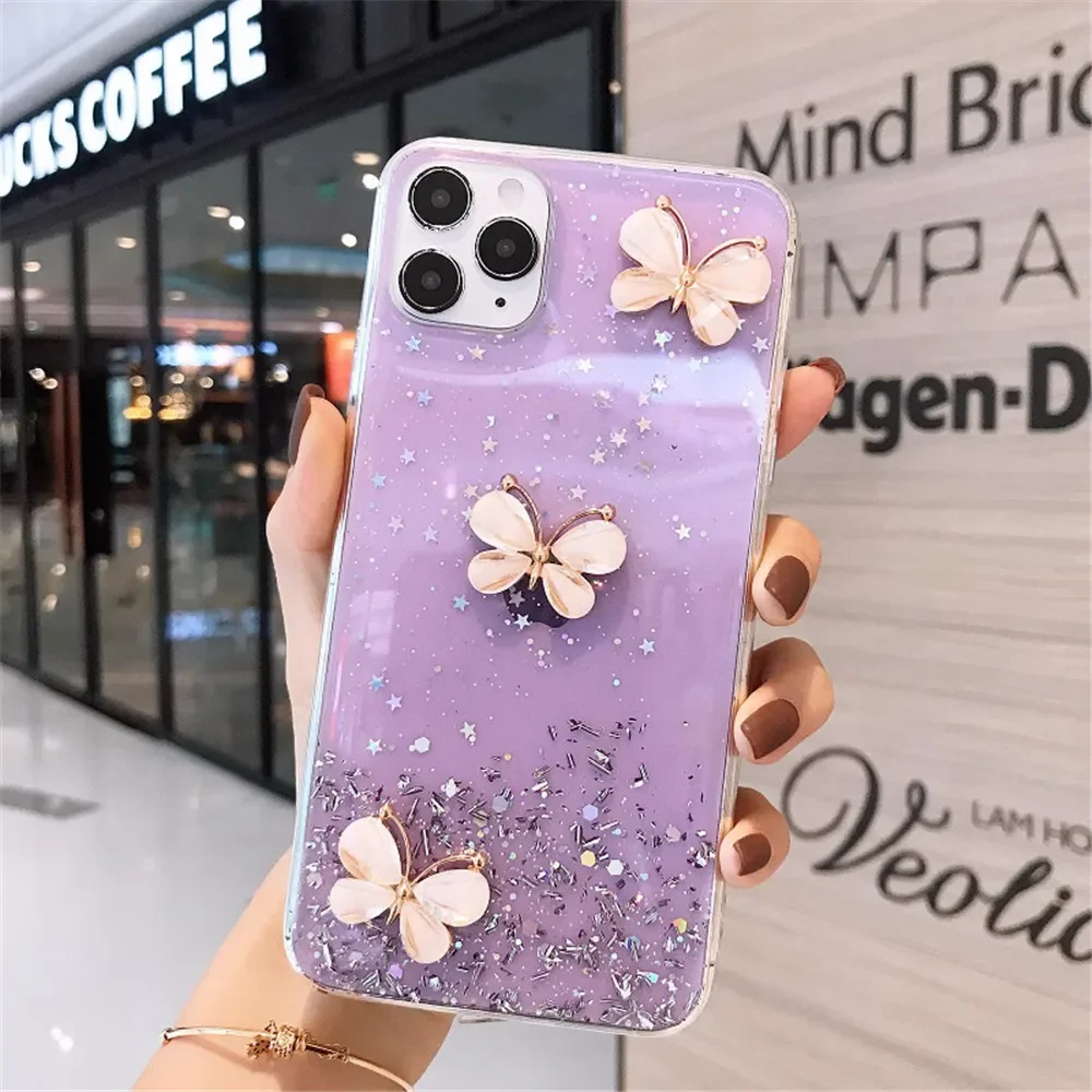 Para Redmi Note 14 4G lentejuelas brillo 3D mariposa funda para Xiaomi Redmi Note 14 Pro Plus Note14pro 14C 14T POCO X7 funda de silicona - imagen 5