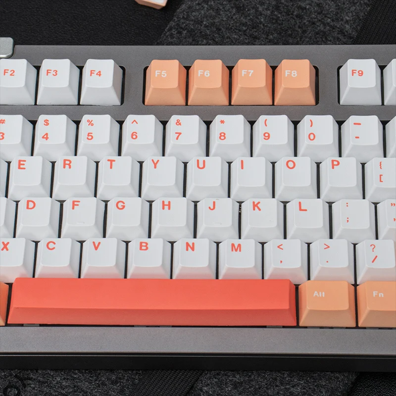 Gmk-Juego grande de crema de melocotones, perfil de cereza, teclas Pbt, tinte Sub, teclas de personalidad personalizadas en inglés para teclado mecánico 61/64/ - imagen 5
