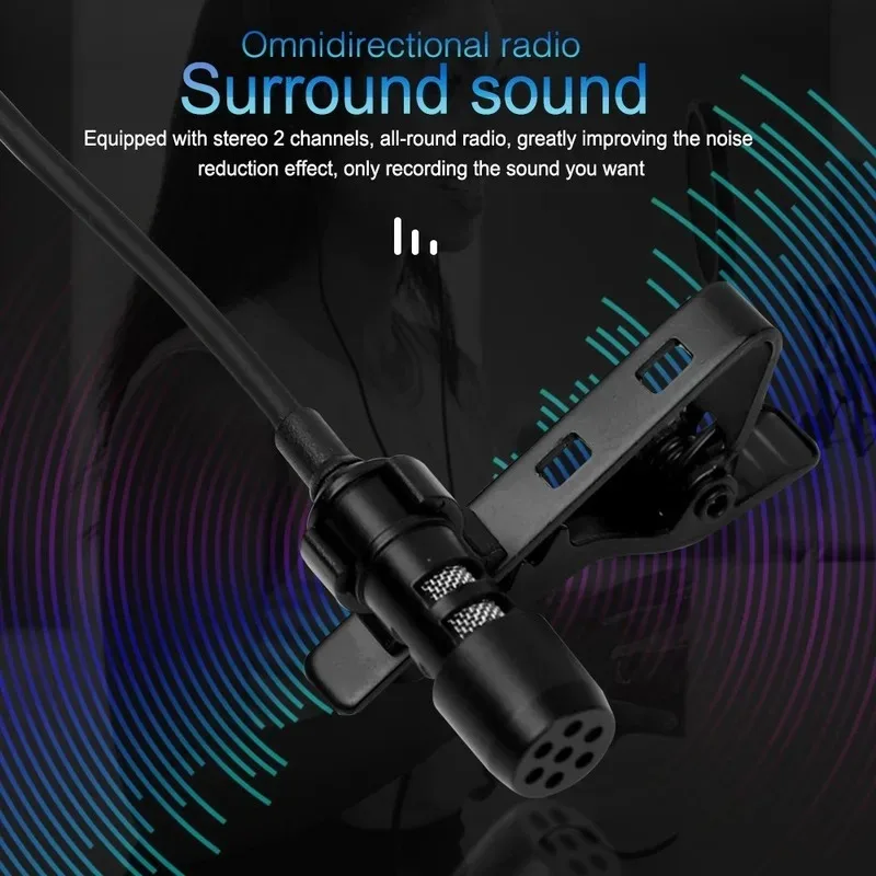 Mini micrófono Lavalier portátil de 1,5 m, micrófono de solapa con Clip, micrófono tipo C con cable de 3,5mm para teléfono, ordenador portátil y PC - imagen 5