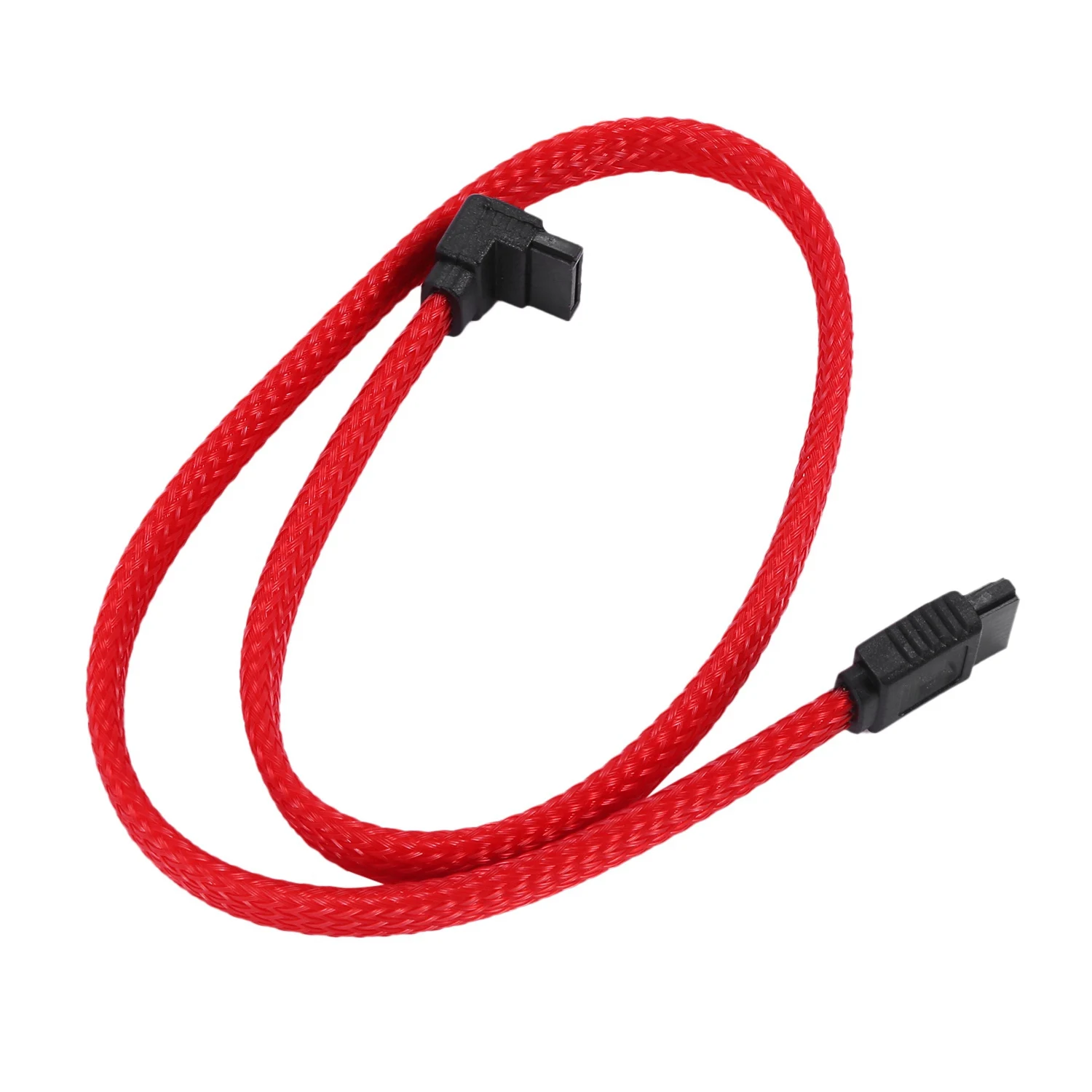 Cable de datos SATA 3,0 III SATA3 de 7 pines, 50CM, ángulo recto, 6 Gb/s, SSD, disco duro HDD, Cable de datos con funda de nailon (rojo) - imagen 3