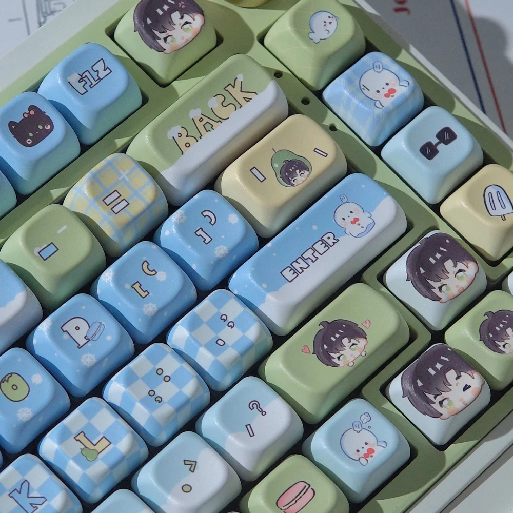 Love and Deepspace Zayne Keycaps EOA/Cherry perfil PBT sublimación de calor azul dibujos animados lindo juego Keycap para teclado mecánico