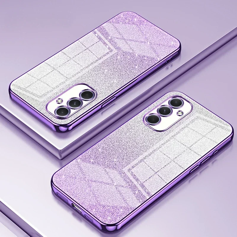 Funda de teléfono con revestimiento de purpurina para Samsung Galaxy A06 A16 A26 A36 A56, funda trasera de silicona suave TPU con borde galvanizado - imagen 5