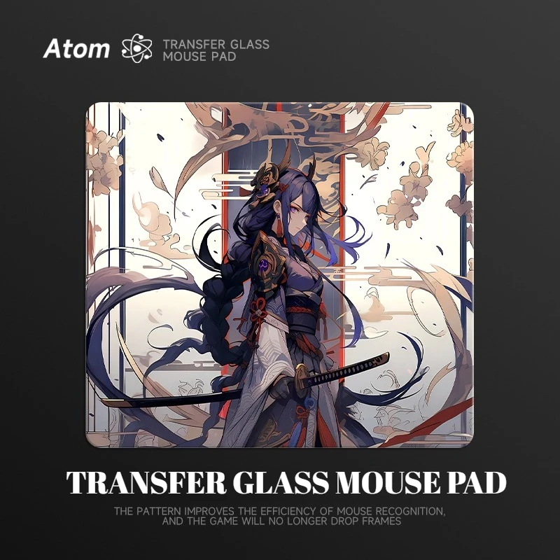Alfombrilla de ratón de vidrio templado para juegos de Anime ATOM, proceso de grabado láser, soporte, patrón personalizado, alfombrilla de ratón para juegos FPS, alfombrilla de escritorio, regalo - imagen 2