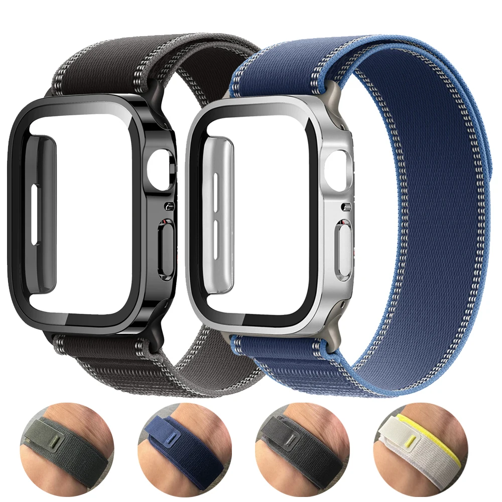 Funda + Correa Trail Loop para Apple Watch Band 49mm 44mm 40mm 45mm 41mm Correa pulsera iWatch Series Ultra 3/SE 9 8 7 6 5 4