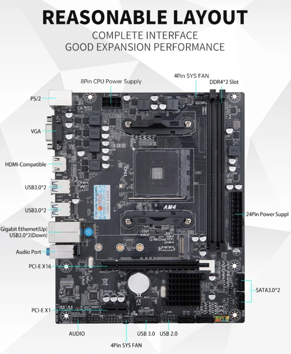 Placa base HUANZHI A320 AM4 compatible con AMD Socket AM4 Ryzen Series CPU M.2 NVMe DDR4 placa base para juegos de doble canal - imagen 4