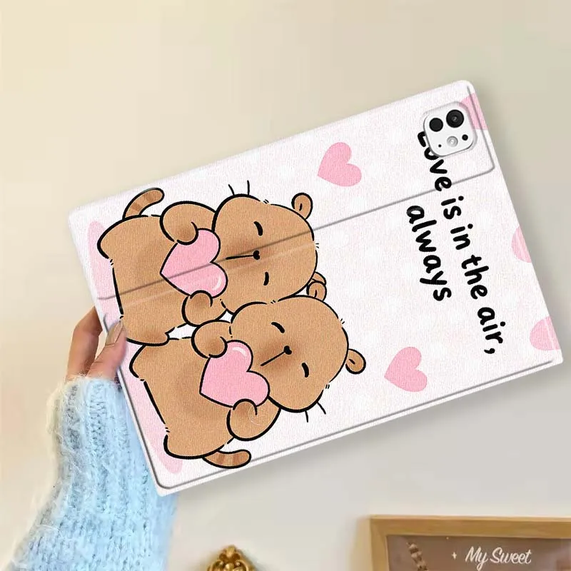 Moda lindo capibara de dibujos animados para iPad Pro Mini 1 2 3 4 5 6 7 7ta generación 12,9 10,5 13 11 7,9 8,3 M4 pulgadas funda para tableta - imagen 4