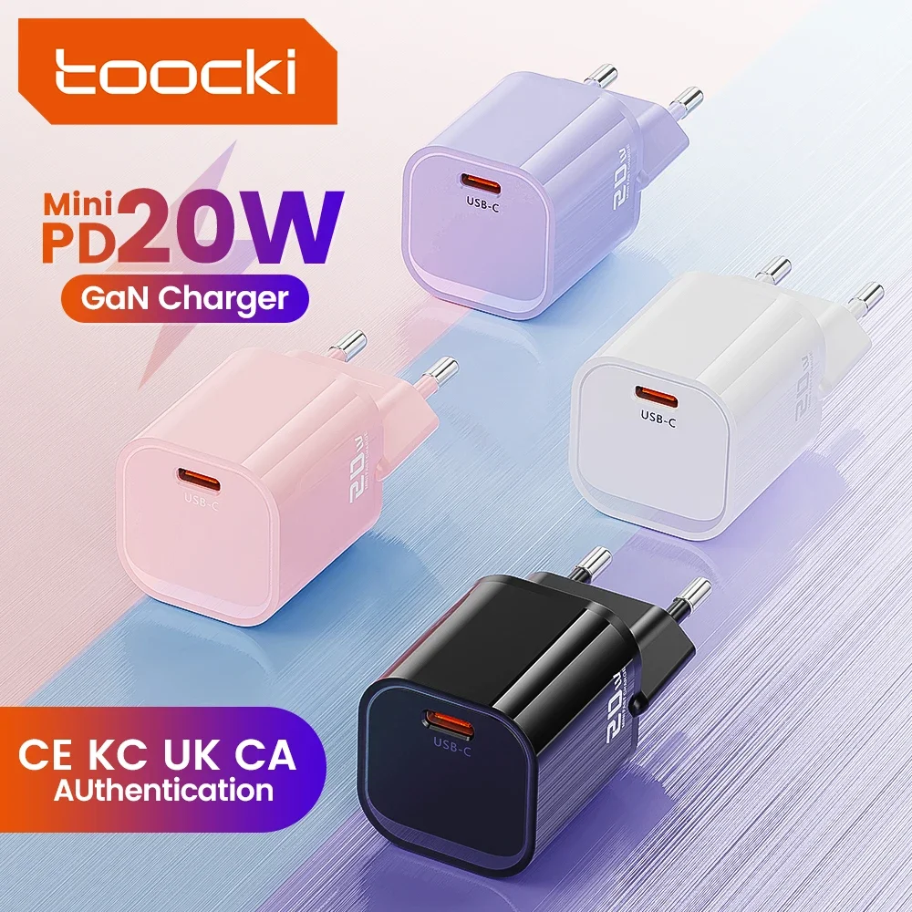 Toocki 20W GaN USB C cargador QC 3,0 PD cargador rápido tipo C para iPhone 15 14 Pro Max Xiaomi Samsung S23 tipo C Mini cargador de teléfono