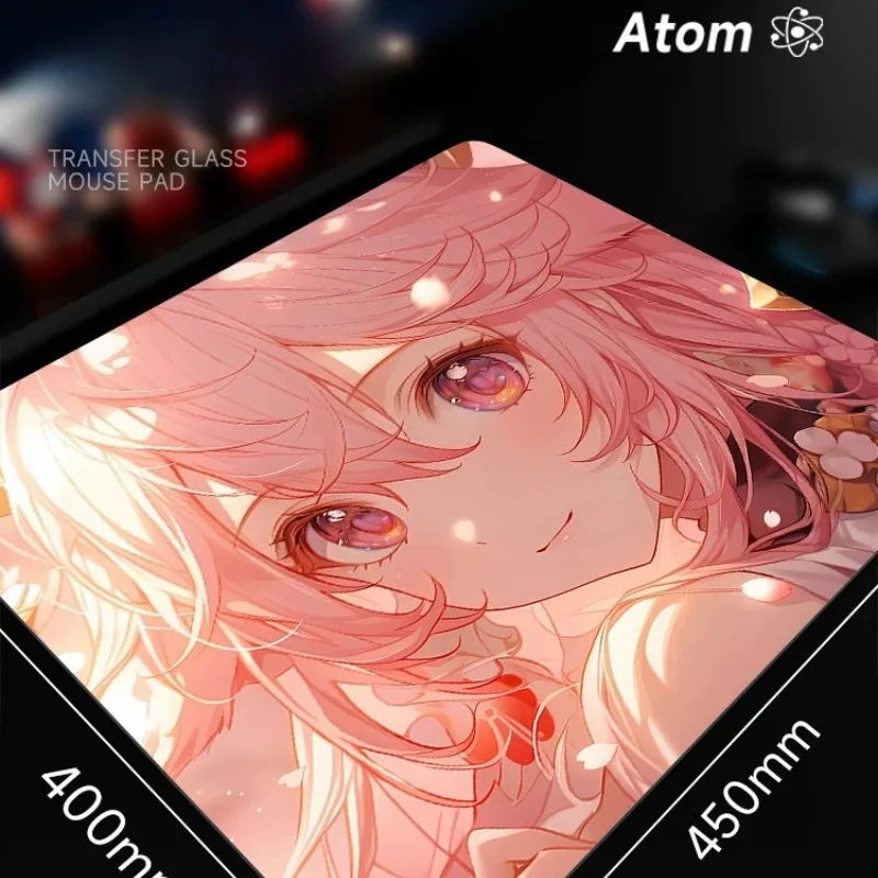 Alfombrilla de ratón de vidrio templado para juegos de Anime ATOM, proceso de grabado láser, soporte, patrón personalizado, alfombrilla de ratón para juegos FPS, alfombrilla de escritorio, regalo - imagen 3