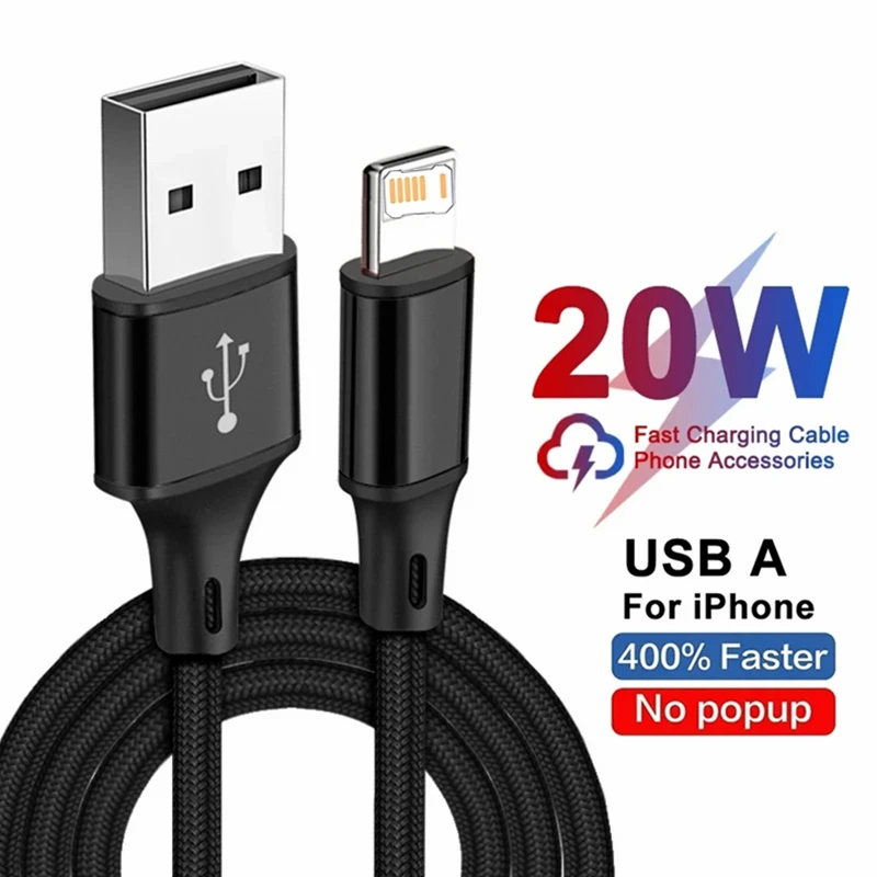 Cable de carga rápida trenzado de nailon para iPhone 14 Plus 13 12 mini 11 Pro Max XS XR X 8 7 6S 6 Plus SE Cables de datos USB de carga rápida