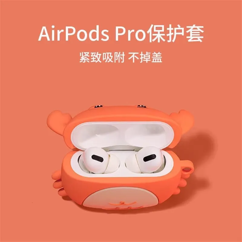 Pequeño cangrejo para Airpods 1 2 3 4 Pro Pro 2 Pro 3 funda de silicona para auriculares accesorios cubierta - imagen 4