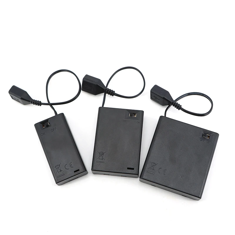 2 * AA 3 * AA 4 * AA 3V 4,5 V 6V caja de batería con cubierta de puerto de cable hembra USB para bloques de construcción Kit de luz LED con interruptor - imagen 2