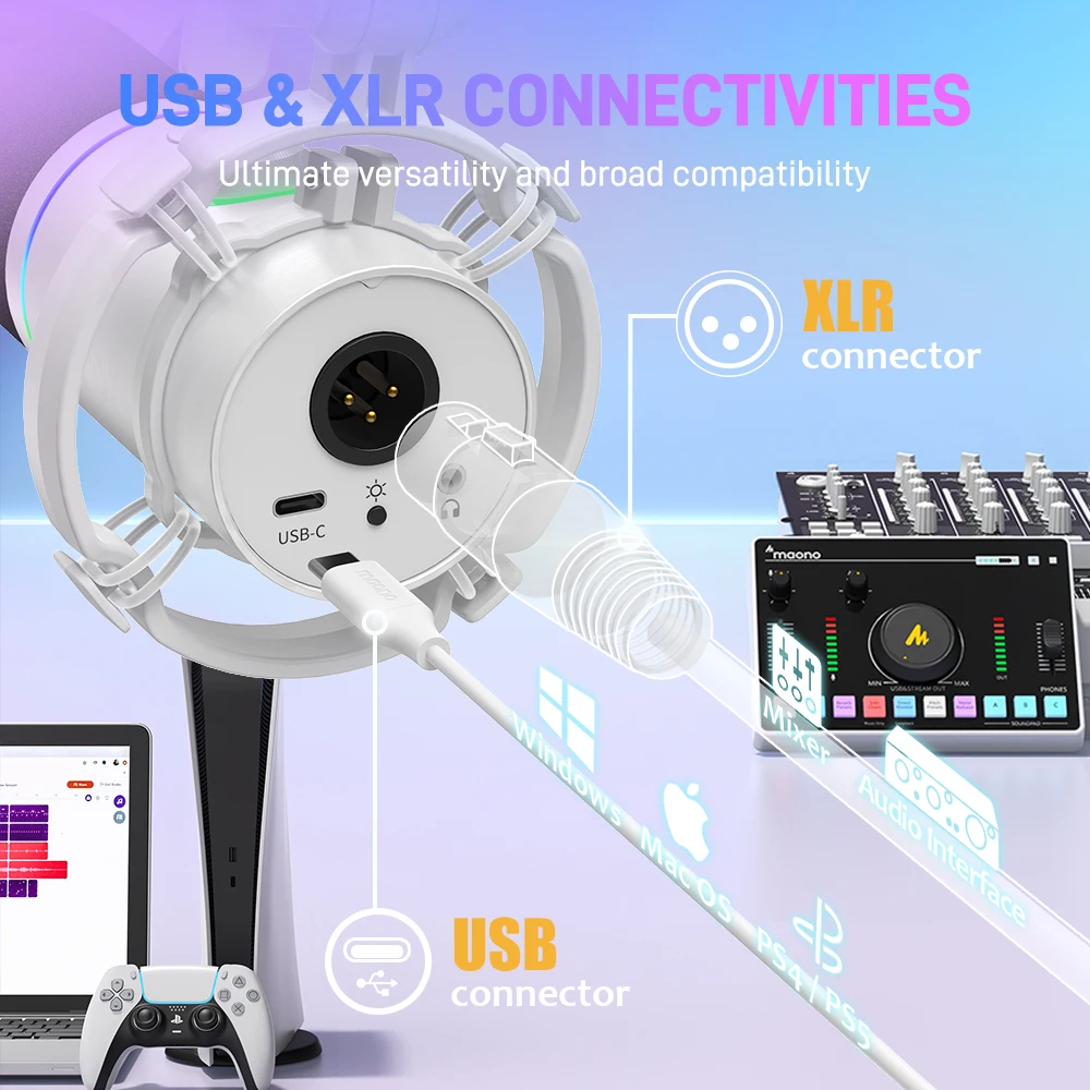 Maono PD200X RGB micrófono para juegos micrófono dinámico USB/XLR micrófono de modo Dual micrófono de Podcast RGB USB micrófono para juegos micrófono XLR - imagen 5
