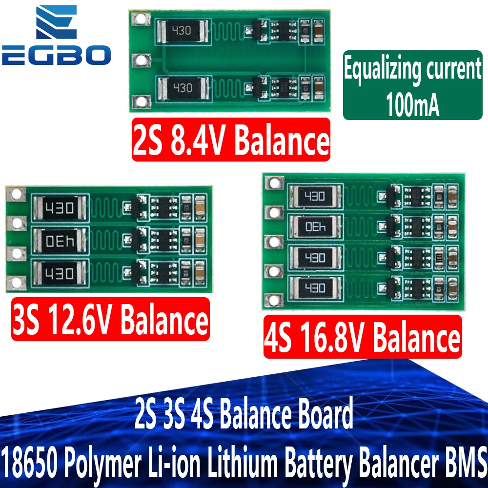 Equilibrador de batería de litio de corriente equilibrada (BMS) para baterías de polímero y iones de litio - 2S/3S/4S, 8,4 V/12,6 V/16,8 V, compatible 18650