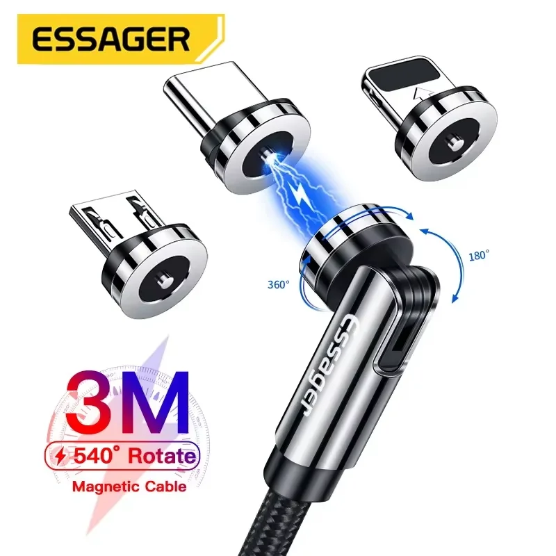 Essager 540 Cable Magnético USB-C/Micro USB Giratorio Carga Rápida 360°